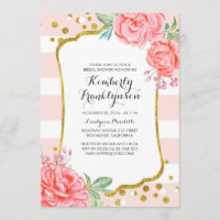 Dourado Chá de panela de Confetti Rosa Floral