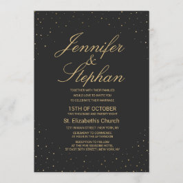 Convites Dourado Chic Moderno Espetacado no Casamento Negro