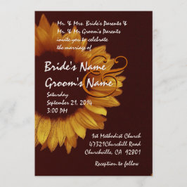 Convites Dourado Chocolate Sunflower Wedium Metálico