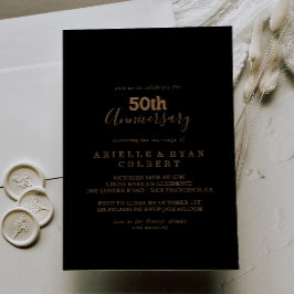 Convites Dourado Clássico Mínimo 50º Aniversário de Casamen