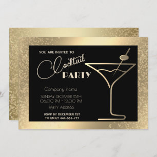 Convites Dourado cocktail negro de férias de luxo