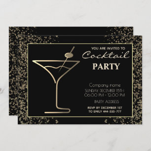 Convites Dourado cocktail negro de férias de luxo