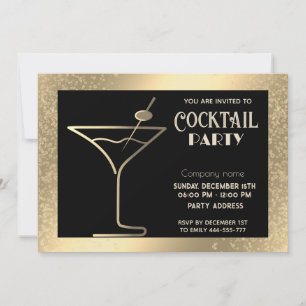 Convites Dourado cocktail negro de férias de luxo