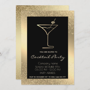 Convites Dourado cocktail negro de férias de luxo