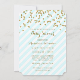 Convites Dourado Confetti Azul Stripes Bebês Invasões