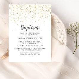 Convites Dourado Confetti Baby Baptism