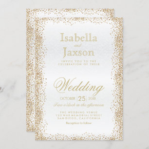 Convites Dourado Confetti e Branco
