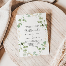 Convites Dourado Confetti Eucalyptus Foliage Nuestra Boda