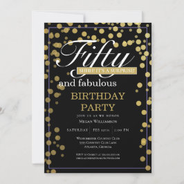 Convites Dourado Confetti Negro Cinquenta e Fabuloso Aniver