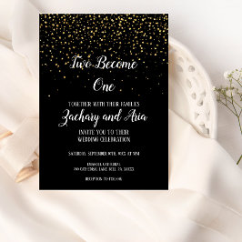 Convites Dourado Confetti no Black Two Torna-se Um Casament