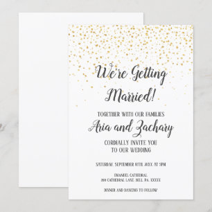 Convites Dourado Confetti, vamos nos casar com a Invita