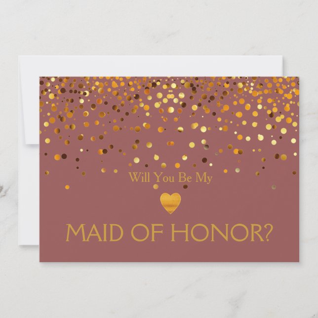 Convites Dourado Coração Glitter Você será minha MADRINHA D (Frente)