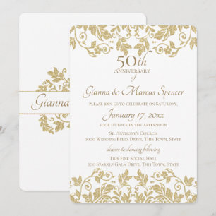 Convites Dourado Damask 50º Aniversário