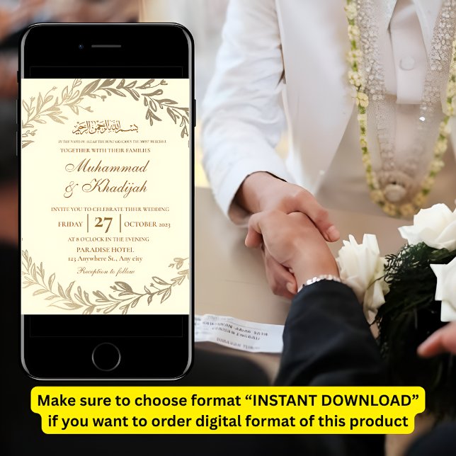 Convites Dourado deixa Ornamentado de casamento muçulmano C (Criador carregado)