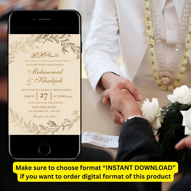 Convites Dourado deixa Ornamentado de casamento muçulmano C (Criador carregado)