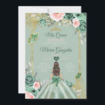 Convites Dourado Dusty Green Pink Mis Quince 15 Anos<br><div class="desc">Pink Quinceañera Dusty Dourado Convite Coroa Verde Mis Quince 15 Anos,  16 Anos,  Aniversário, </div>