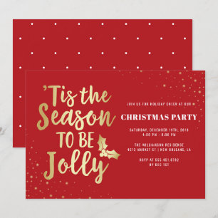 Convites Dourado É A Razão Para Ser Jolly   Festa de Natal