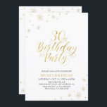 Convites Dourado e branco | Moderno aniversário de 30 anos<br><div class="desc">O vamos comemora seu dia especial com este convite de festas de aniversário de 30 anos. Este design apresenta a tipografia do ouro-chic na frente e gráficos sparkle dourados com uma fotografia no verso. Substitua a foto de amostra pela sua ou exclua se você não quiser. A cor de fundo...</div>