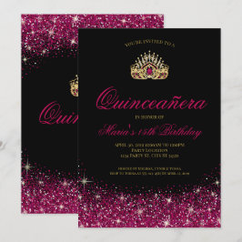 Convites Dourado e brilhante, Glam Quinceañera