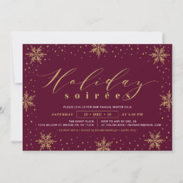 Convites Dourado e Burgundy Corporate Holiday Soiree Party