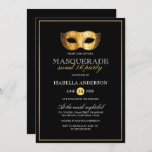 Convites Dourado e negro Mascarada Doce 16<br><div class="desc">Mascarada preto e Dourado clássico,  16 Convites de festas doces,  de Eugene_Design.</div>