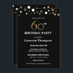 Convites Dourado e preto, 60ª Festa de aniversário<br><div class="desc">Este sofisticado falso *tema ouro e preto comemora este evento de aniversário de um marco. O texto é totalmente personalizável. Elegante. *dourado com gráfico impresso</div>
