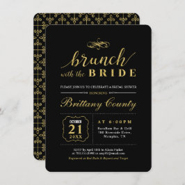 Convites Dourado e preto | Brunch Bridal Elegante