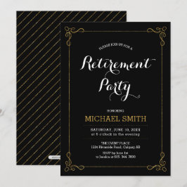 Convites Dourado e preto | Elegante de Aposentação de Class