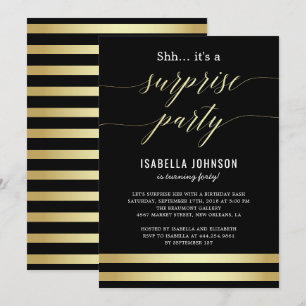 Convites Dourado e Preto Estirpes Shh... É uma festa surpre