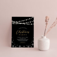 Dourado e preto | String Lights Natal Party Invit