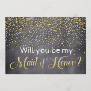 Convites Dourado e quadro será minha Madrinha de casamento