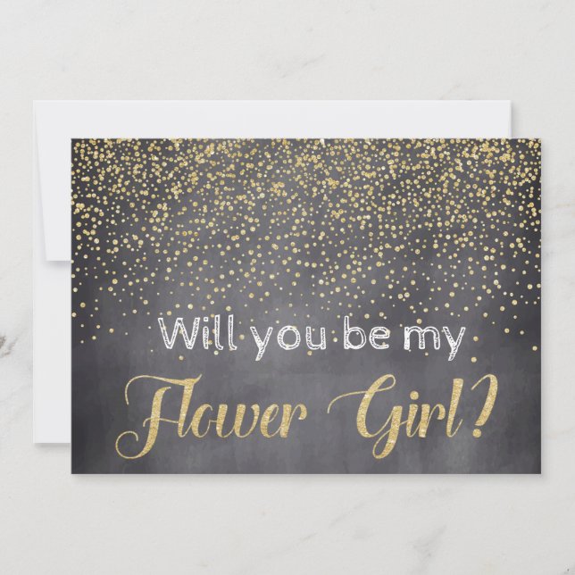 Convites Dourado e quadro vai ser minha garota florista? (Frente)
