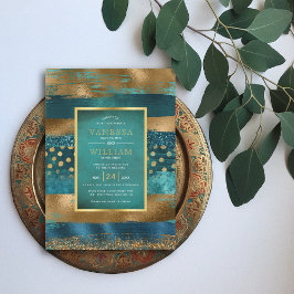 Convites Dourado e teimoso golpe e casamento de confete