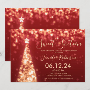 Convites Dourado e Vermelho Natal Doce Festa 16