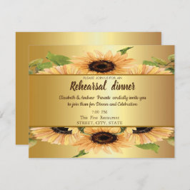 Convites Dourado elegante, Janto de ensaio de girassóis