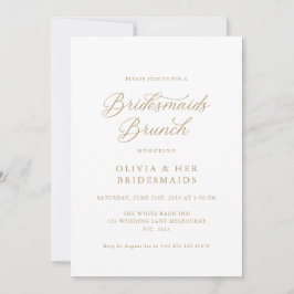 Convites Dourado Elegante Modern Script Bridesmaids Brunch