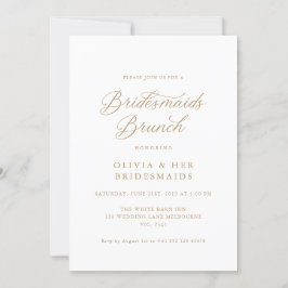 Convites Dourado Elegante Modern Script Bridesmaids Brunch