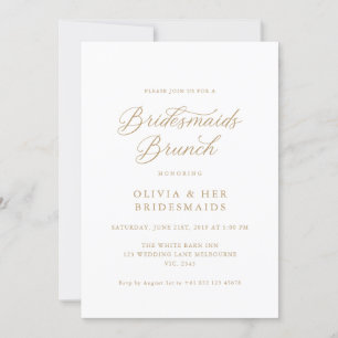 Convites Dourado Elegante Modern Script Bridesmaids Brunch