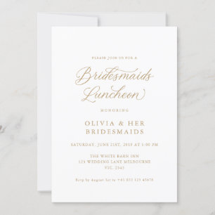 Convites Dourado Elegante moderno de Bridesmaids Luncheon