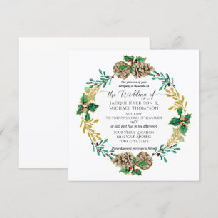 Convites Dourado Elegante Pine Cone Wreath