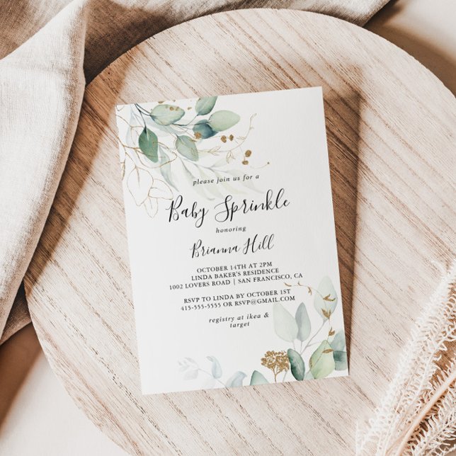 Convites Dourado Eucalyptus Calliographic Sprinkle (Criador carregado)