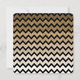Convites Dourado Faux Glitter Chevron Ombre Sweet 16