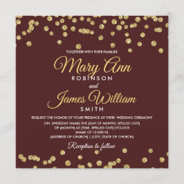Convites Dourado Faux Glitter Confetti Casamento Elegante M