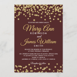 Convites Dourado Faux Glitter Confetti Casamento Elegante M