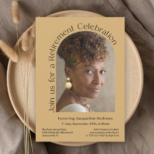 Convites Dourado Festa Simples de Aposentação do Arch de Fo