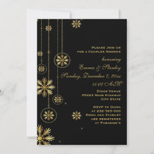 Convites Dourado floco de neve casais de casamento pretos c
