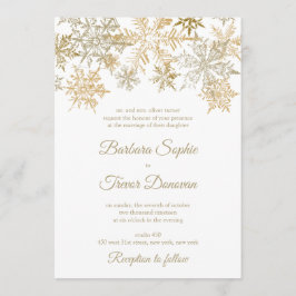 Convites Dourado Flocos de Neve Casamento no inverno de Nat