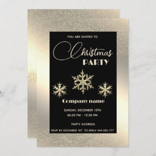 Convites Dourado flocos de neve de luxo festa de Natal corp