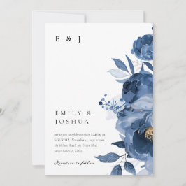 Convites Dourado Floral Azul e Sujo Tudo em Um Casamento