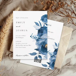 Convites Dourado Floral Azul e Sujo Tudo em Um Casamento